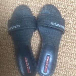 Black wedge Prada sandals. Barely worn
